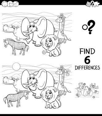 Vahşi hayvan karakterleriyle renk kitabı farklılıkları