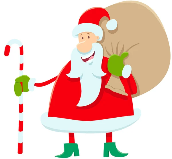 Lustige Weihnachtsmann-Cartoon-Figur mit Geschenken — Stockvektor