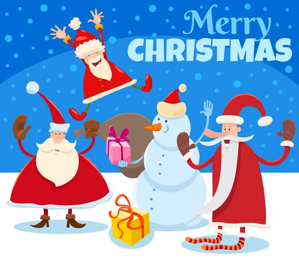 Diseño de Navidad con dibujos animados Santa Claus y regalos — Vector de stock