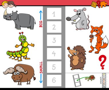 büyük ve küçük hayvanlar ile eğitim oyunu