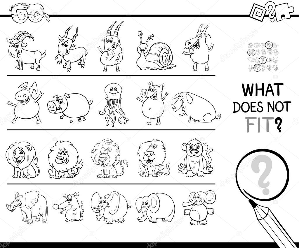 find wrong picture in a row game coloring book