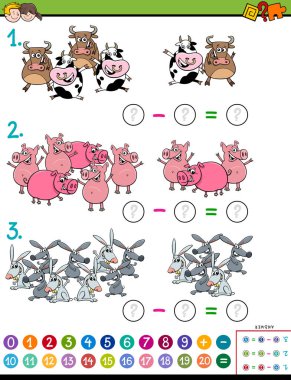 çocuklar için matematik çıkarma eğitim görevi
