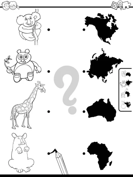 Zápas zvířata a kontinenty herní knihu barev — Stockový vektor