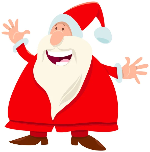 Divertido personaje de dibujos animados de Santa Claus con bastón — Vector de stock