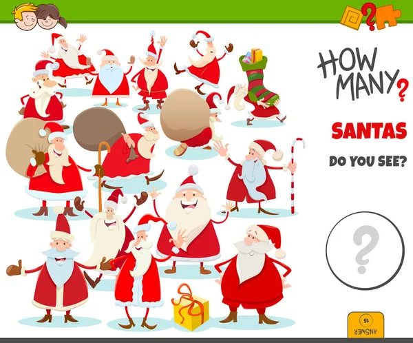 How many Santa Claus characters task for kids — Stock Vector