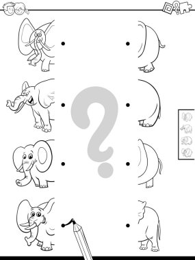 match halves of elephants game color book