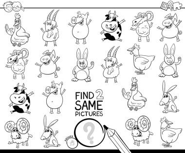 İki tane aynı çiftlik hayvanının renkli kitabını bul.