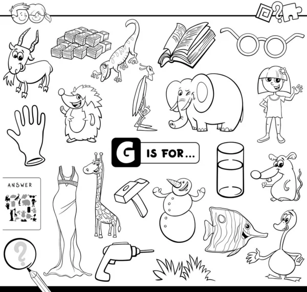 G es para la tarea educativa para colorear libro — Vector de stock
