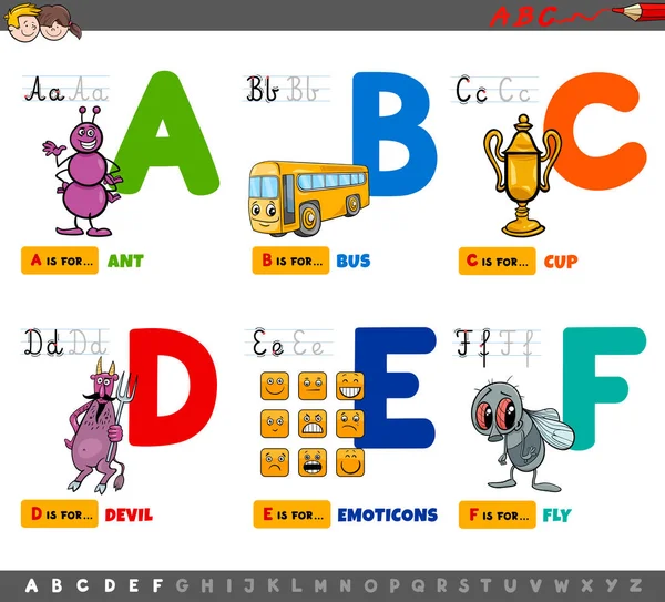 Lettres alphabet dessin animé éducatif pour les enfants — Image vectorielle