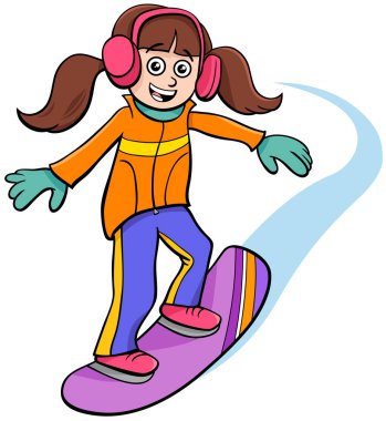 Snowboard kızı karakter çizimi
