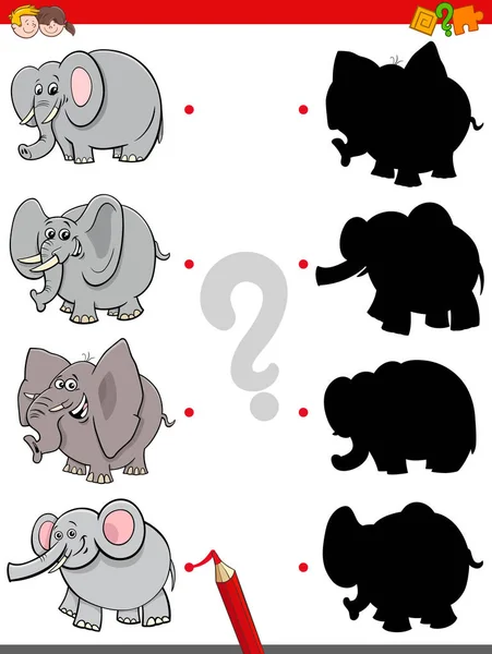 Теневая игра со смешными персонажами слона — стоковый вектор