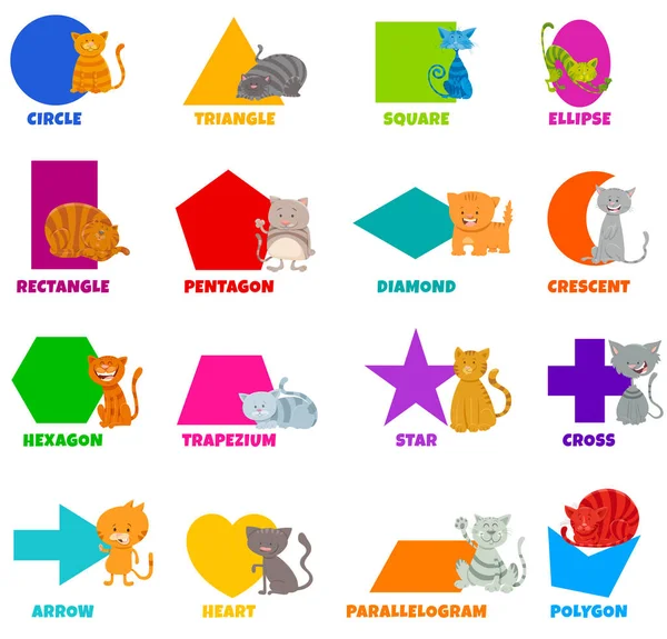 Formes géométriques avec jeu de caractères chats — Image vectorielle