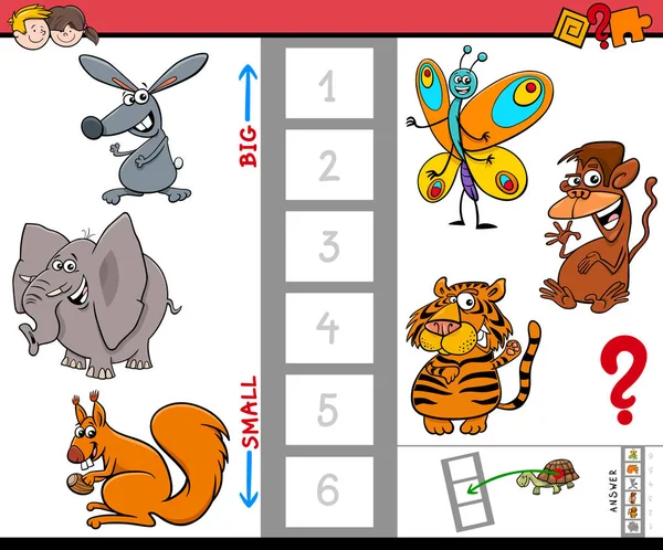 Oktatási játék nagy és kis állat karakterek — Stock Vector