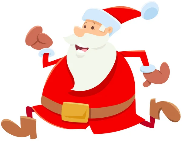 Engraçado executando Papai Noel personagem dos desenhos animados — Vetor de Stock