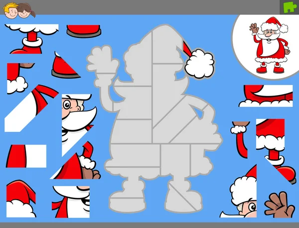 Puzzle-Spiel mit Cartoon-Weihnachtsmann — Stockvektor