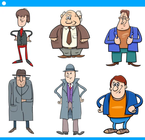 Desenhos Animados Ilustração Conjunto Personagens Homens Quadrinhos —  Vetores de Stock