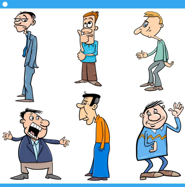 Cartoon Illustratie Set Van Grappige Mannen Personages — Stockvector