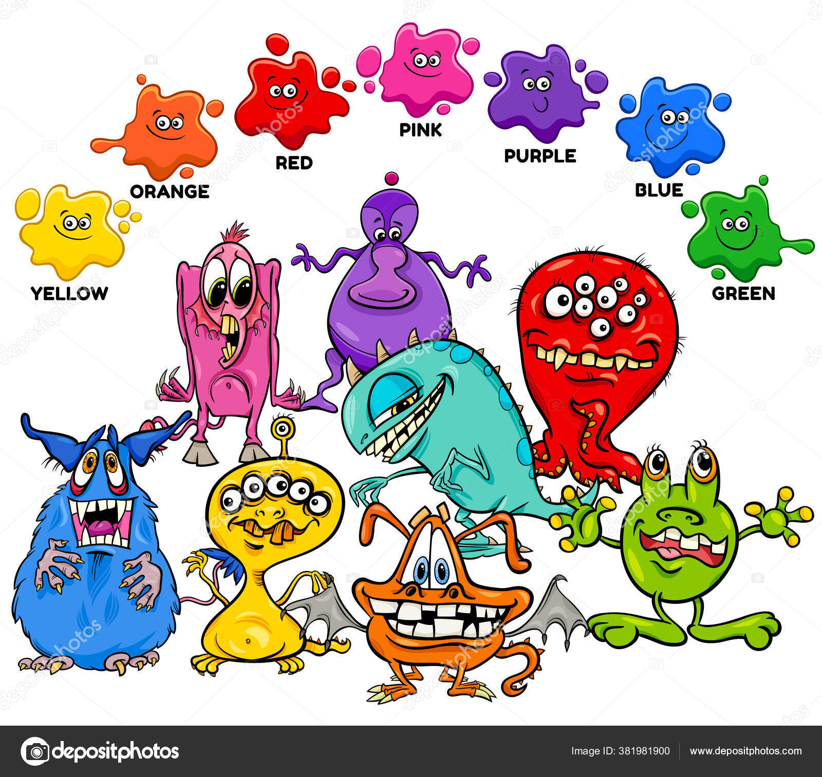 Educational Cartoon Illustration Basic Colors Fantasy Monsters Characters Group Stock Vector Image by ©izakowski #381981900 Educational Cartoon Illustration Basic Colors Fantasy Monsters Characters Group Stock Vector Image by ©izakowski #381981900
