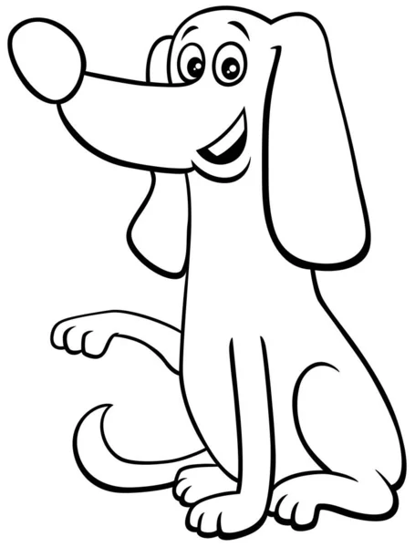 Black White Cartoon Illustration Funny Dog Comic Animal Character Giving — Stock Vector