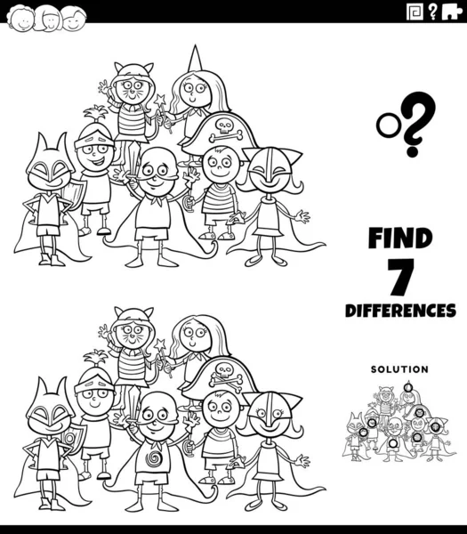 Illustration Dessins Animés Noir Blanc Pour Trouver Des Différences Entre — Image vectorielle