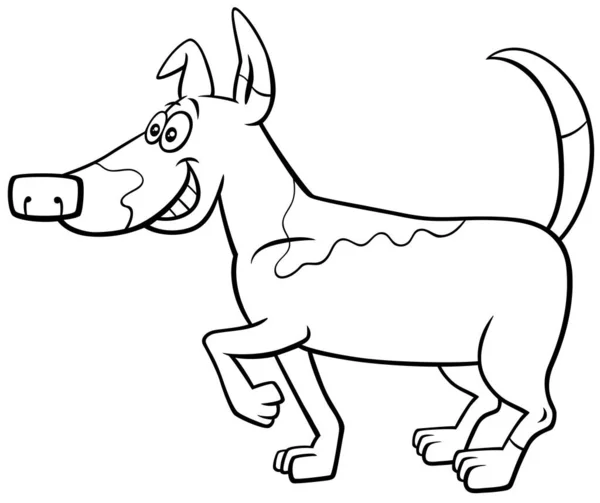 Dibujos Animados Blanco Negro Ilustración Divertido Perro Manchado Cómic Animal — Vector de stock