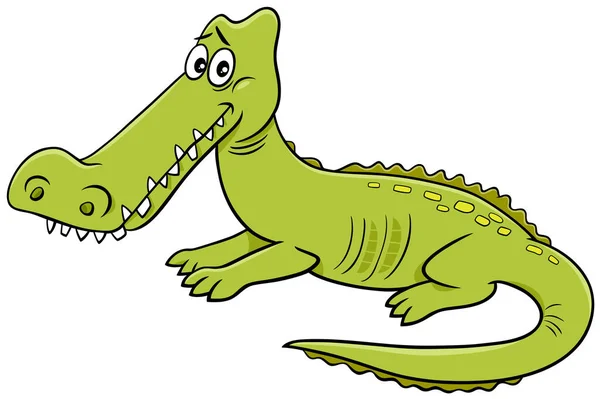 Cartoon Illustration Des Lustigen Krokodils Wild Animal Character — Stockvektor
