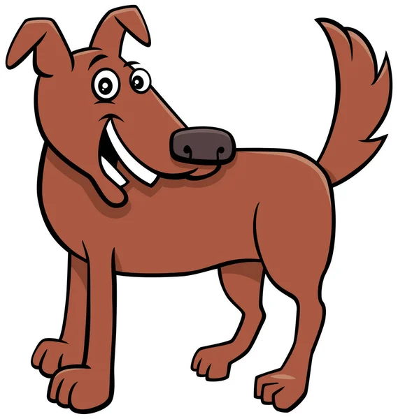 Cartoon Illustration Happy Brown Dog Puppy Comic Animal Character — Stockový vektor