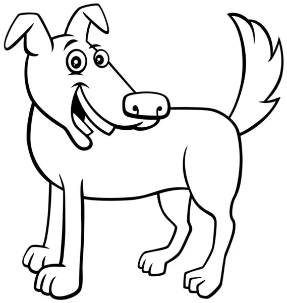 Ilustración Dibujos Animados Blanco Negro Happy Brown Dog Puppy Comic — Vector de stock