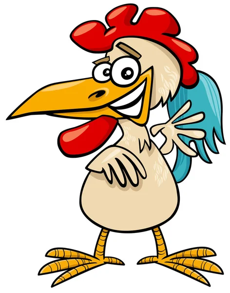 Dibujos Animados Ilustración Comic Rooster Farm Bird Animal Character — Vector de stock