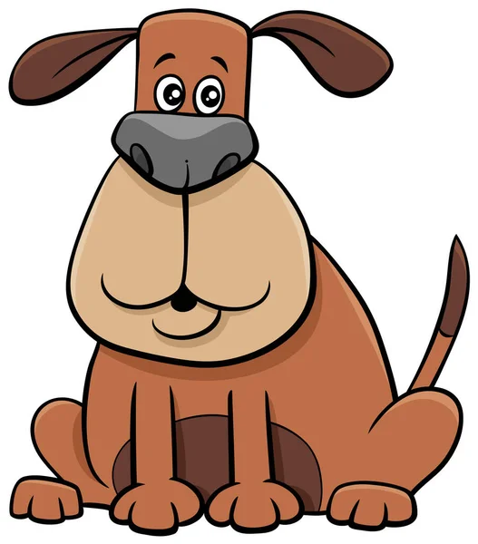 Cartoon Illustration Des Lustigen Sitzenden Hundes Comic Animal Character — Stockvektor