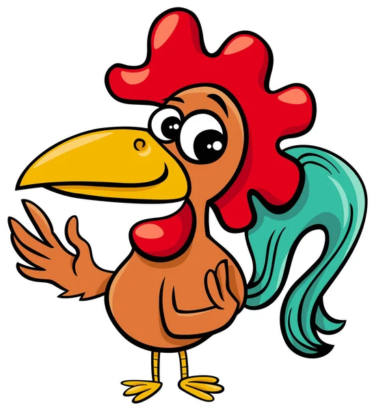 Cartoon Illustration Comic Rooster Farm Animal Character — Stockový vektor