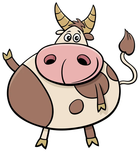 Cartoon Illustration Cute Bull Farm Animal Comic Character - Stok Vektor