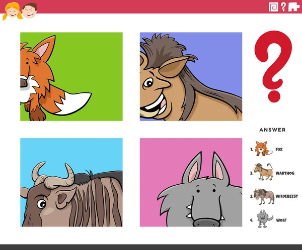 Rajzfilm Illusztrációja Oktatási Játék Találgatás Állatfaj Munkalap Vagy Alkalmazás Gyermekek — Stock Vector