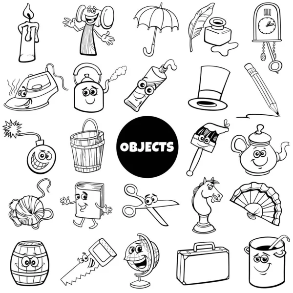 黒と白 イラストOf Daily Home関連オブジェクトBig Set — ストックベクタ