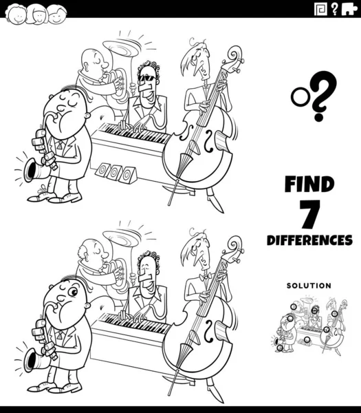 Dibujos Animados Blanco Negro Ilustración Dibujos Animados Encontrar Diferencias Entre — Vector de stock