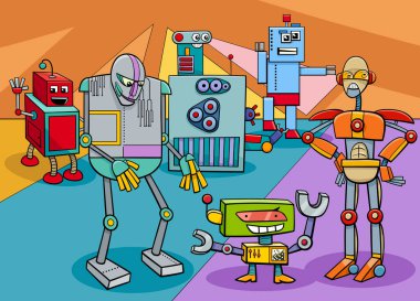 Komik Çizgi Robotlar Fantezi Karakterler Grubu Çizgi Filmi