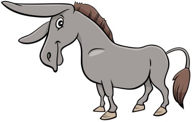 Komik eşek çiftliği hayvan karakterinin çizgi film çizimi