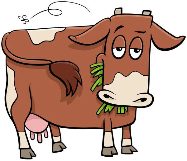 Tecknad Illustration Spotted Cow Farm Animal Character — Stock vektor