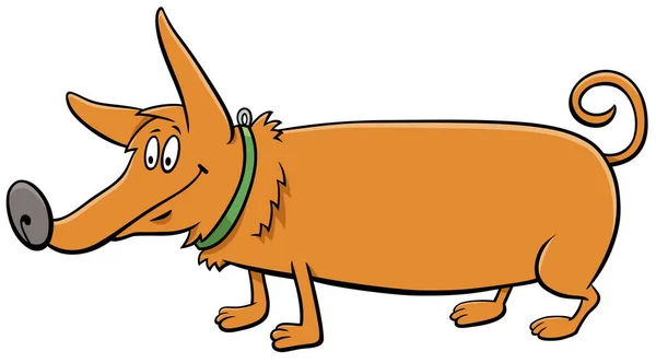 漫画イラストの面白い犬In首輪 漫画動物キャラクター — ストックベクタ