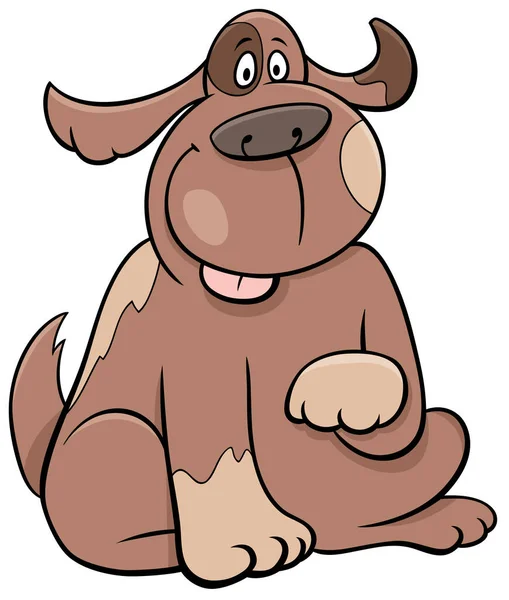 Dibujos Animados Ilustración Sentado Divertido Perro Manchado Cómic Animal Carácter — Vector de stock