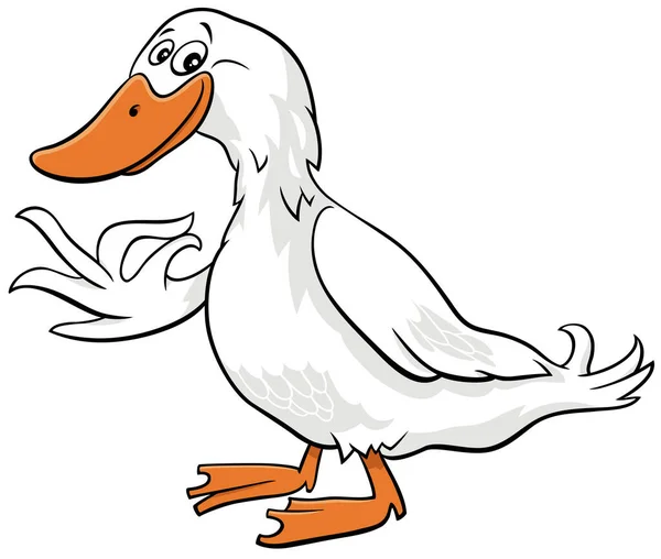 Dibujos Animados Ilustración Pato Granja Pájaro Animal Personaje Divertido — Vector de stock