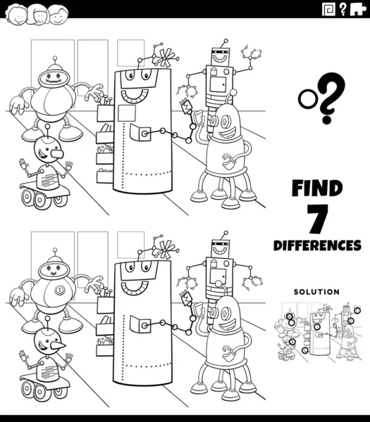 Dibujos Animados Blanco Negro Ilustración Encontrar Diferencias Entre Imágenes Juego — Vector de stock