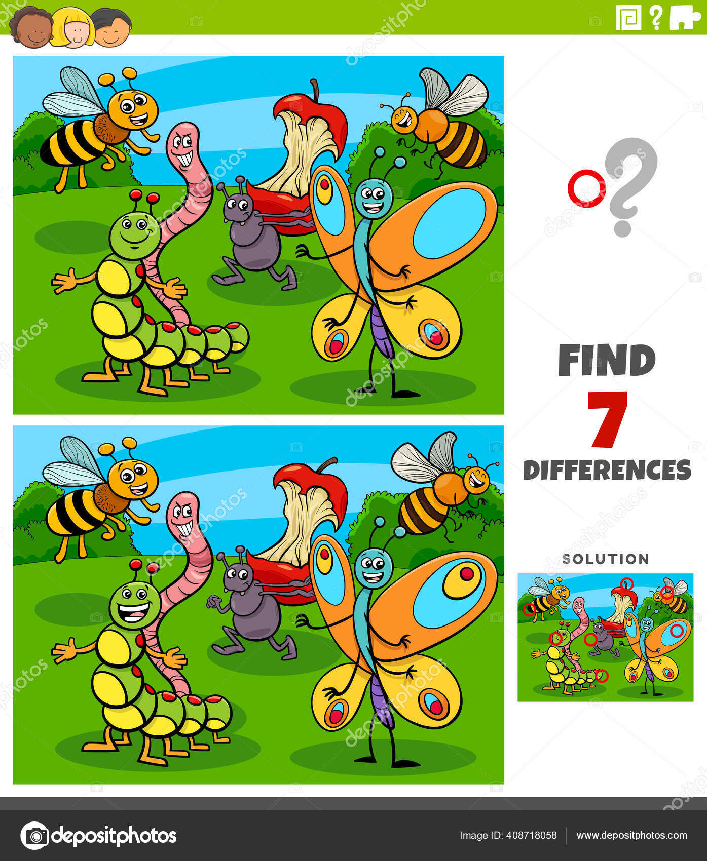 Encontrar As Diferenças Entre As Imagens. Jogo Educativo Infantil