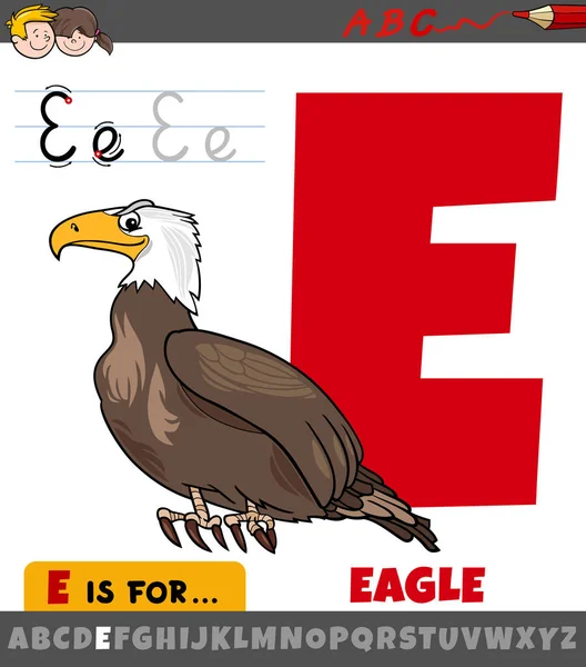교육용 Alphabet Eagle Bird Children — 스톡 벡터