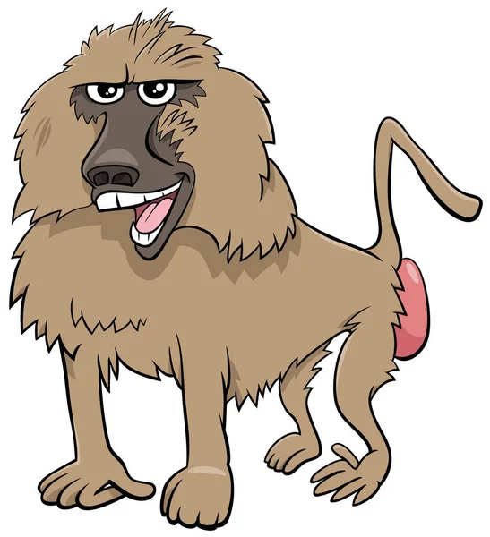 Cartoon Illustration Funny Baboon Monkey Wild Animal Character - Stok Vektor