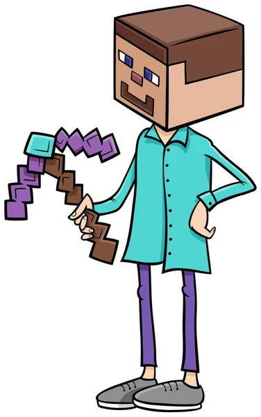 Cartoon Illustratie Van Jongen Steve Van Minecraft Kostuum Halloween Party — Stockvector