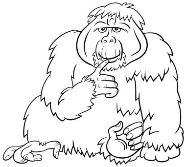 Komik Orangutan Maymun Vahşi Hayvan Karakteri Çizgi Roman Sayfasının Siyah ve Beyaz Çizgi Filmleri