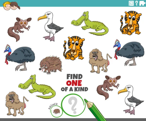 Εικονογράφηση Κινουμένων Σχεδίων Του Find One Kind Picture Εκπαιδευτικό Παιχνίδι — Διανυσματικό Αρχείο