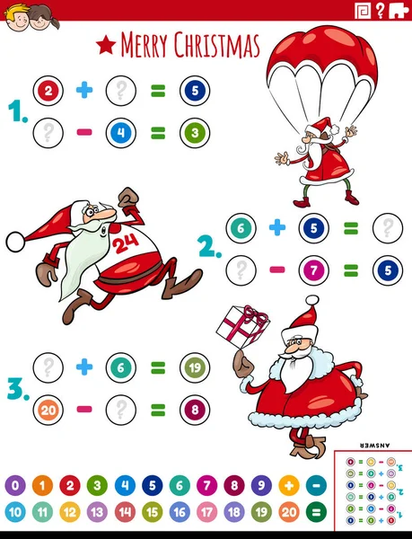 Ilustración Dibujos Animados Suma Matemática Educativa Tarea Rompecabezas Resta Con — Archivo Imágenes Vectoriales