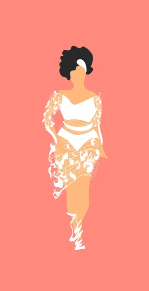 Оригинальная Модель Size Дудл Пышной Женщины Подиум Высококлассное Платье Elegant — стоковый вектор